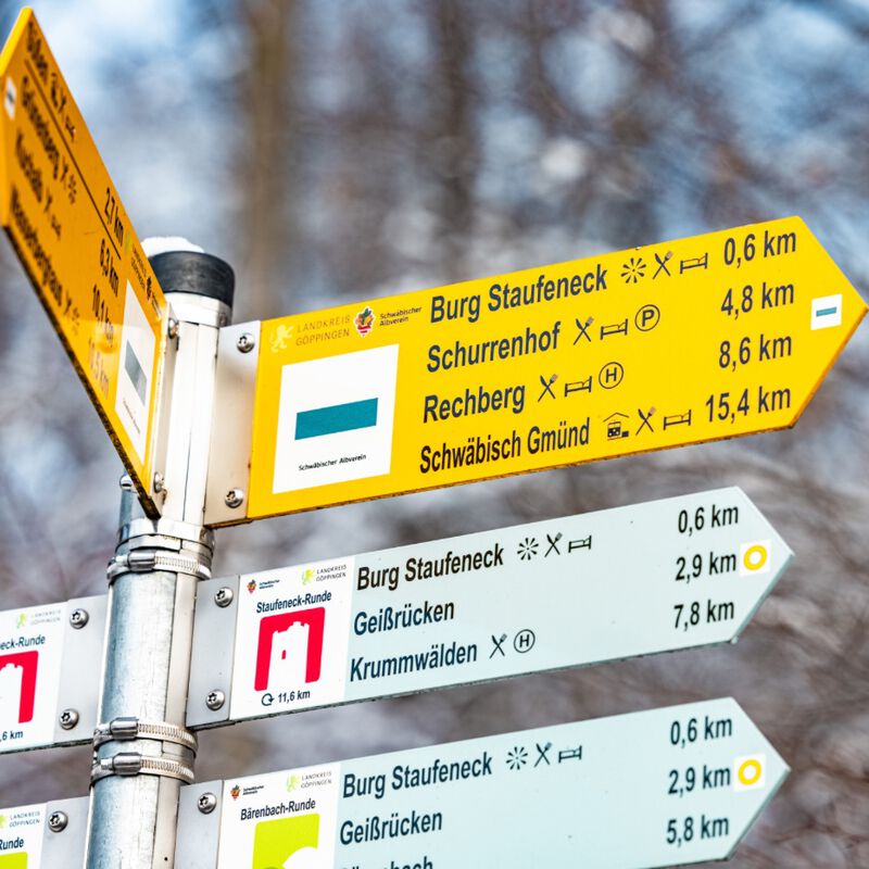 Wanderrouten rund um das Burghotel Staufeneck.